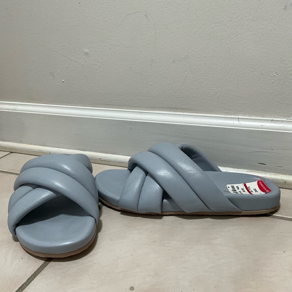 Seychelles Light Blue Slide Sandals Size 12